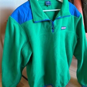 Green and Blue Fleece Pullover